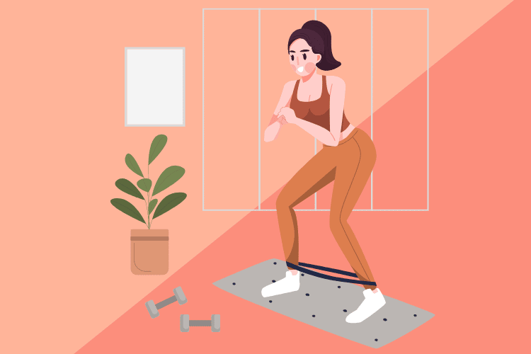 Girl doing a workout inside her living room