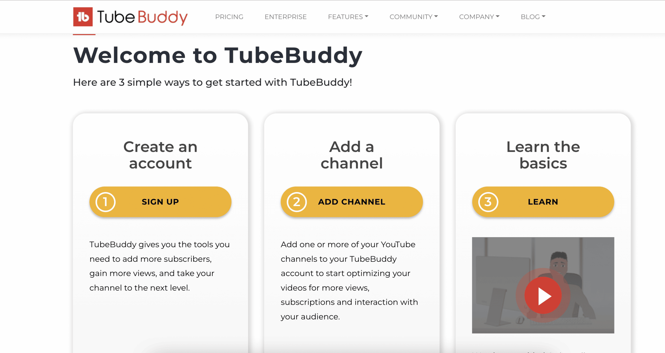 Creating a TubeBuddy account